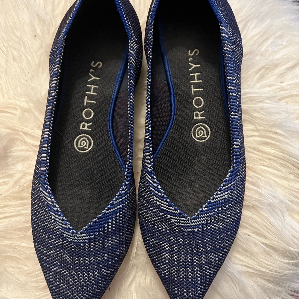 Rothy's Blue and Black Flats
